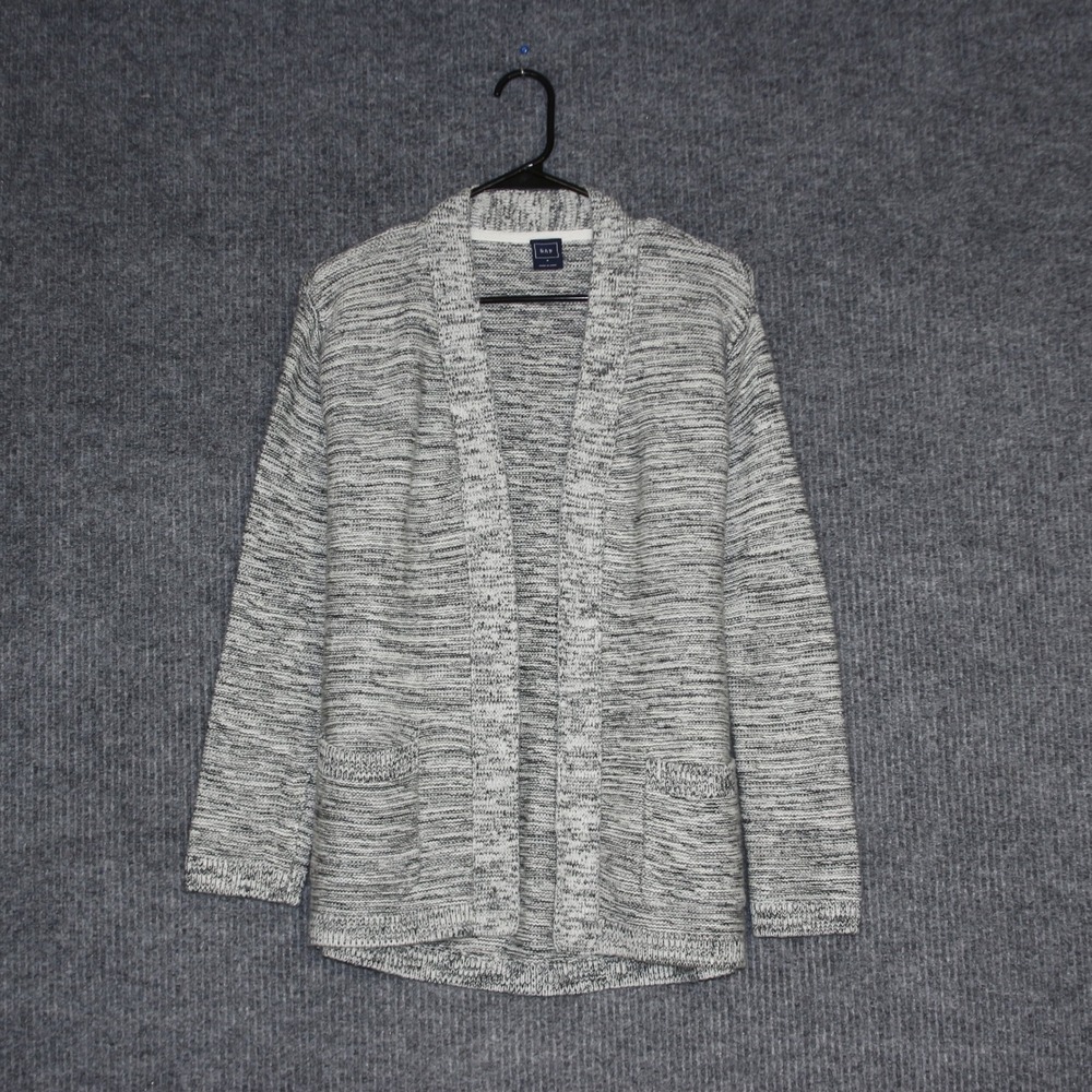 GAP Womens Open Front Knit Cardigan Sweater Marled Grey‎ Size S